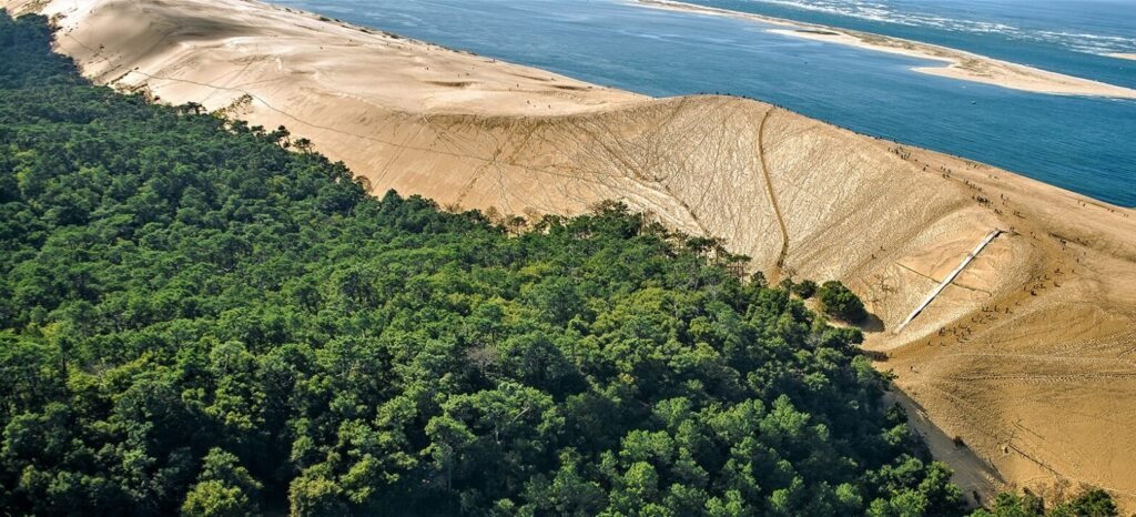 la dune du Pilat vue du ciel